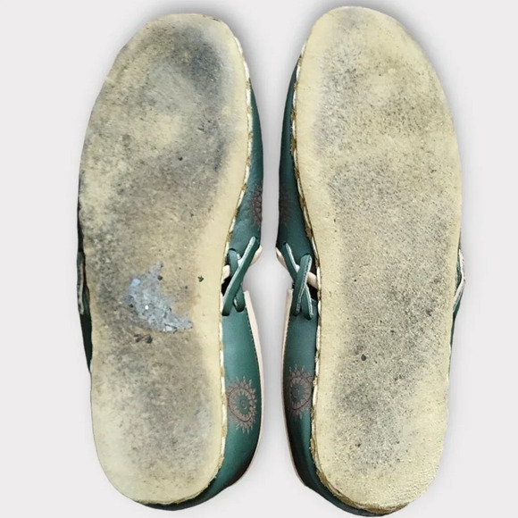 Aintap Womens Leather Flats Size EU 43 US 12 Moccasin Ballet Flats Green - Picture 5 of 5